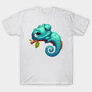 Cute Lazy Chameleon Illustration T-Shirt